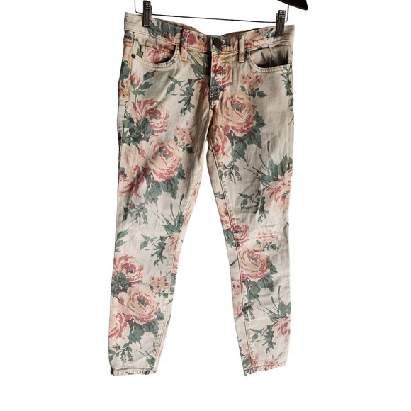 Current/Elliott Jeans Women's Size 27 Beige The Stiletto Haystack Floral Skinny - Picture 1 of 7